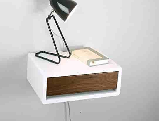 Mid Century Modern Floating Nightstand, Retro Style Wall Mount Bedside Table, Side Table